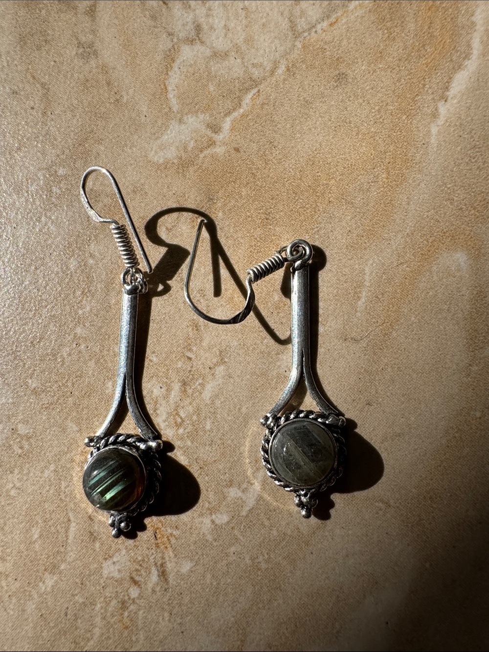 SilverDrop Earrings with labradorite Stone